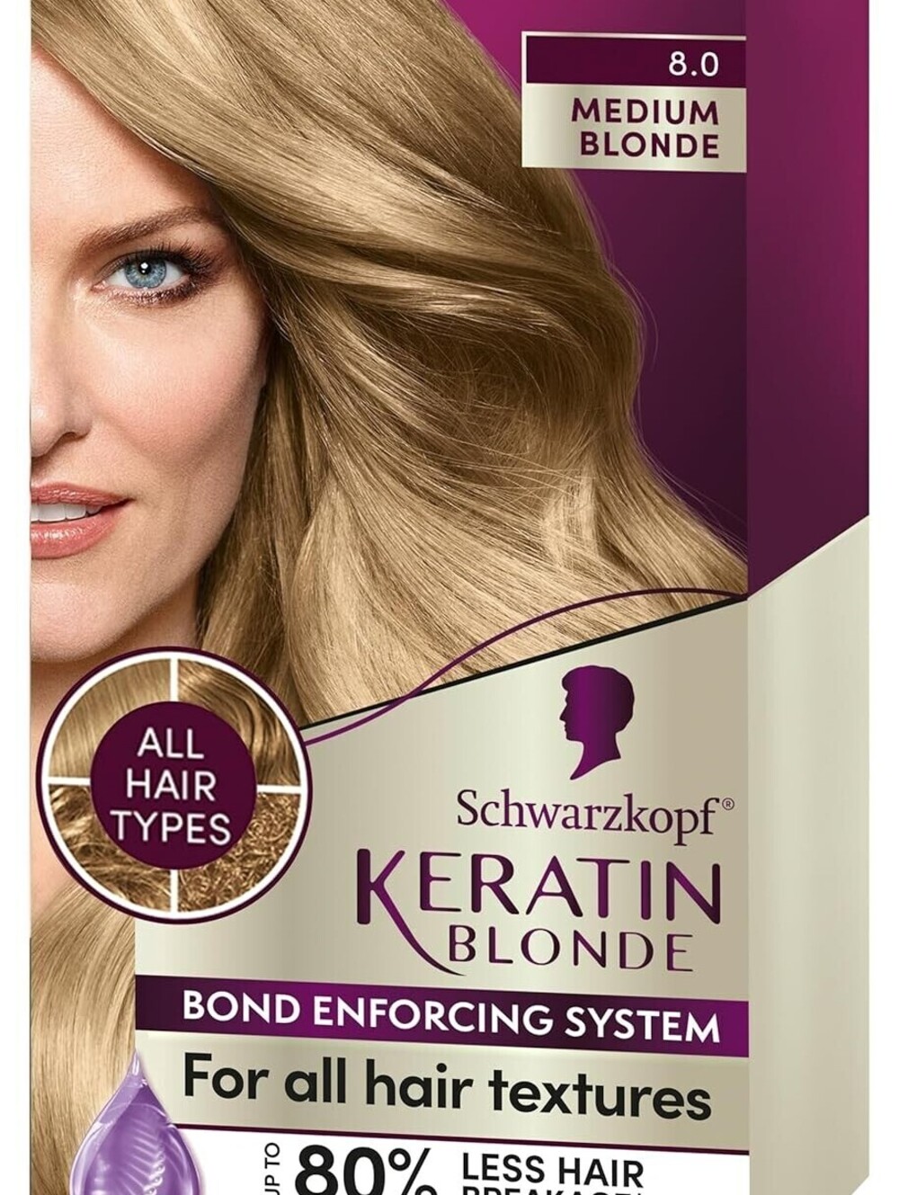 Schwarzkopf True Blondes Keratin Color -8.0 MEDIUM BLONDE Anti Breakage Tech